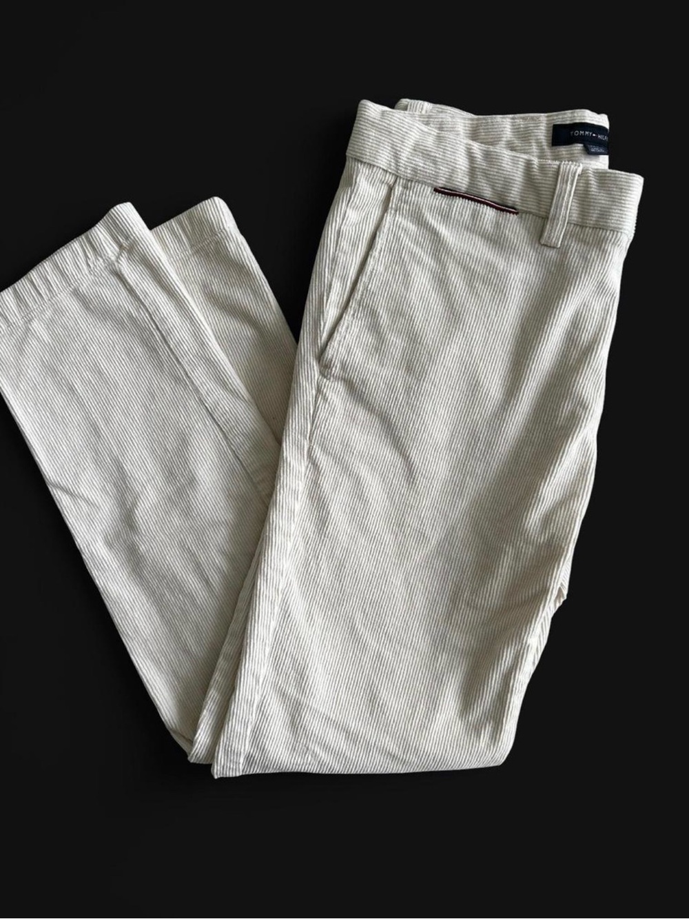 Tommy Hilfiger Men's Cream Slim Fit Corduroy Pants